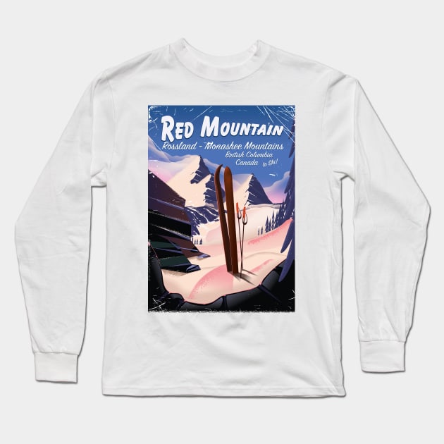 Red Mountain onashee Mountains British Columbia, Canada ski poster Long Sleeve T-Shirt by nickemporium1